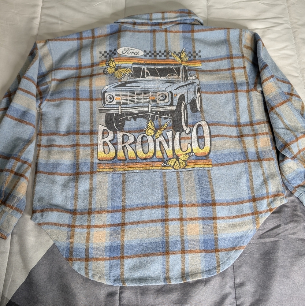 Ford Blue and Brown Plaid (Flannel) Button Up Shirt - Picture 2 of 10